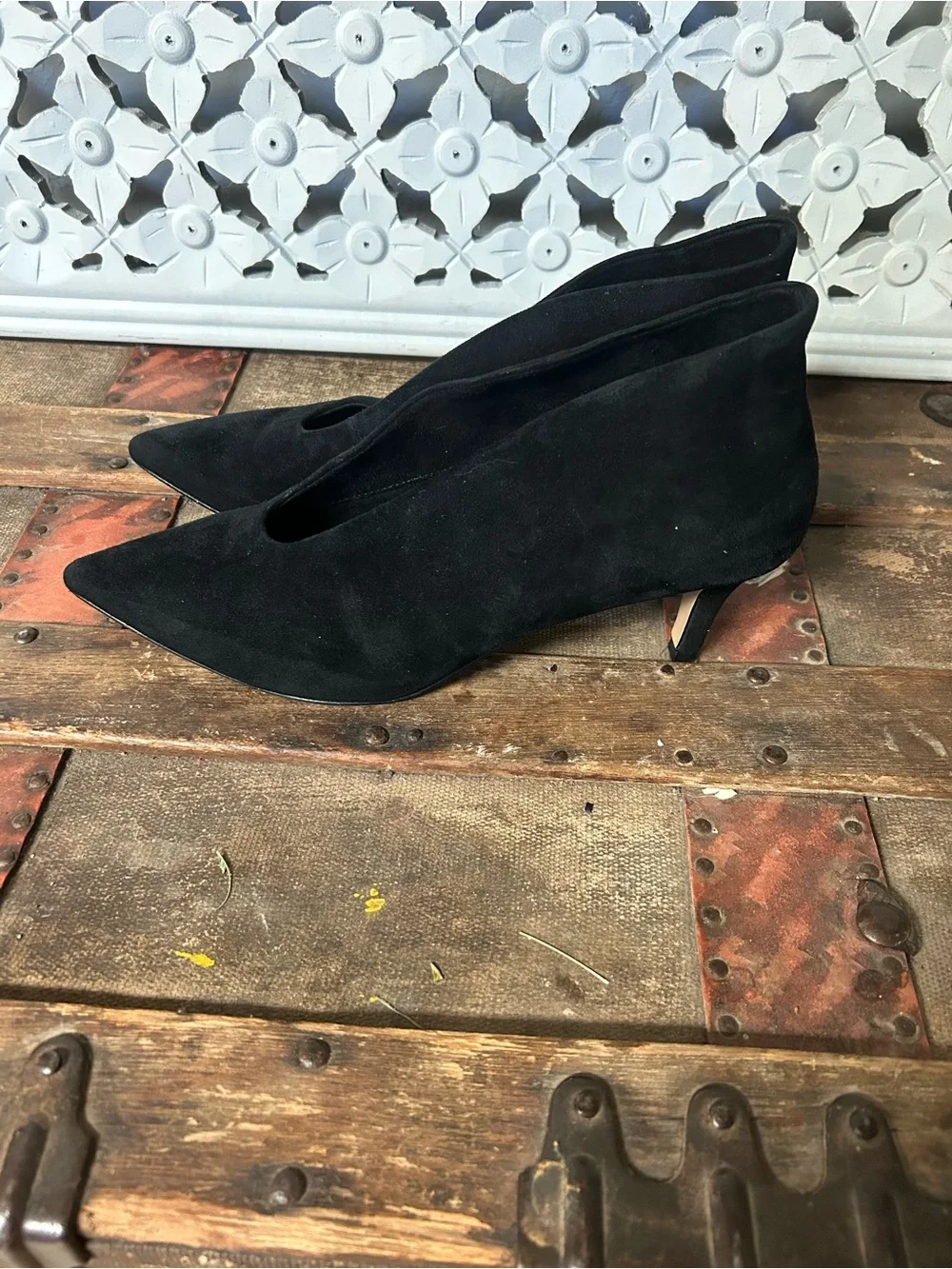 Pelle Moda Black Pointed Toe Heels Vero Cuoio Leather Sole Pumps